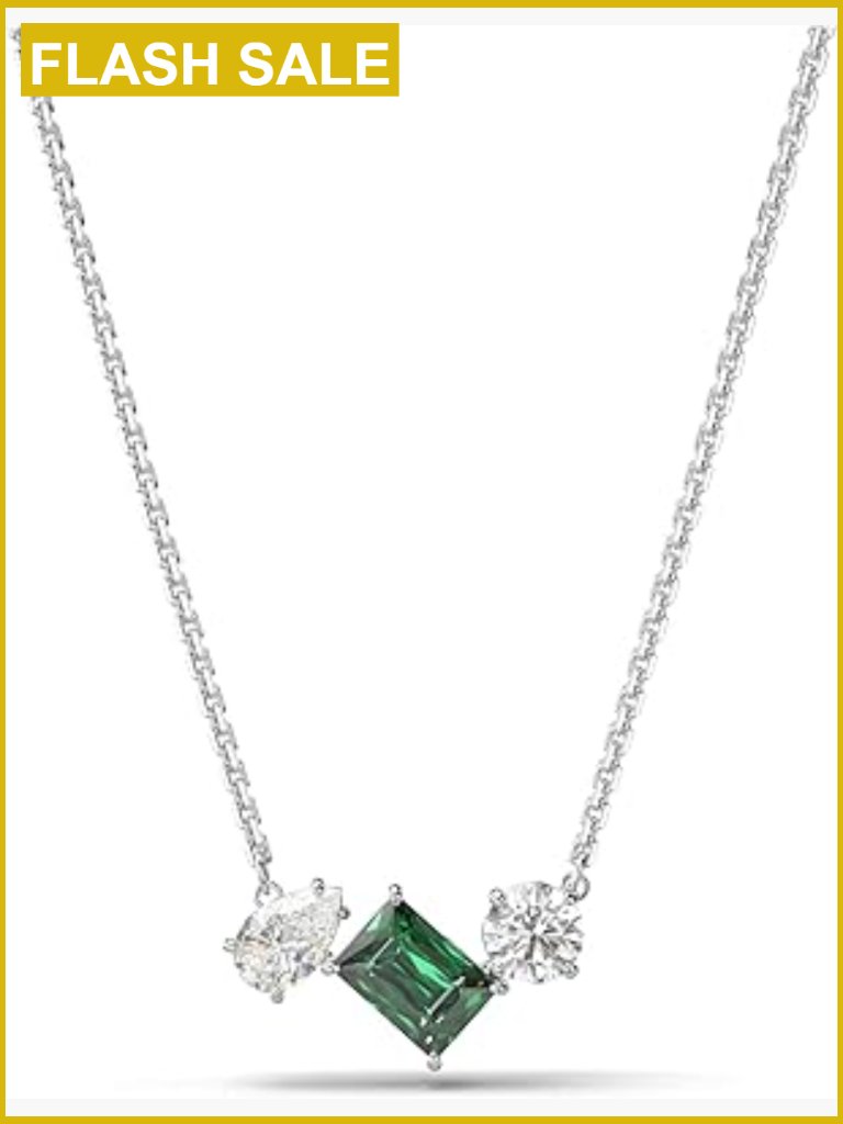 Rhodium Plated Crystal Pendant Necklace With Lobster Clasp